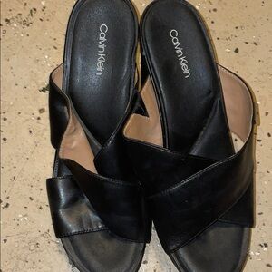 Calvin Klein Women's Black Slide Sandals